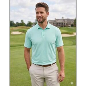 Callaway Opti-Dri Mens Large Mint Green Striped Short Sleeve Golf Polo Shirt